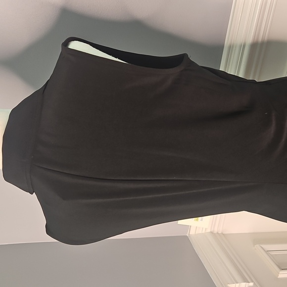 Anne Klein Black Sleeveless Jersey Midi Dress with Button and Twist Detail - Picture 8 of 12